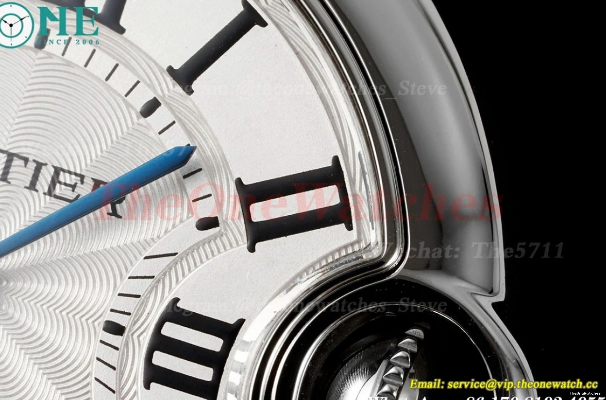 White Dial AF SS Bleu SS Cartier Ballon De Quartz 33mm 0327